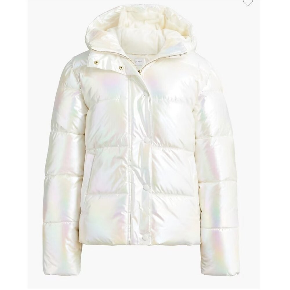 J.Crew Womens Shimmer Puffer Jacket Size L BU282